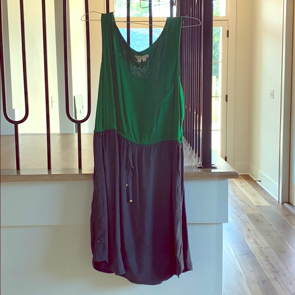 Anthropologie blue/green color blocked dress